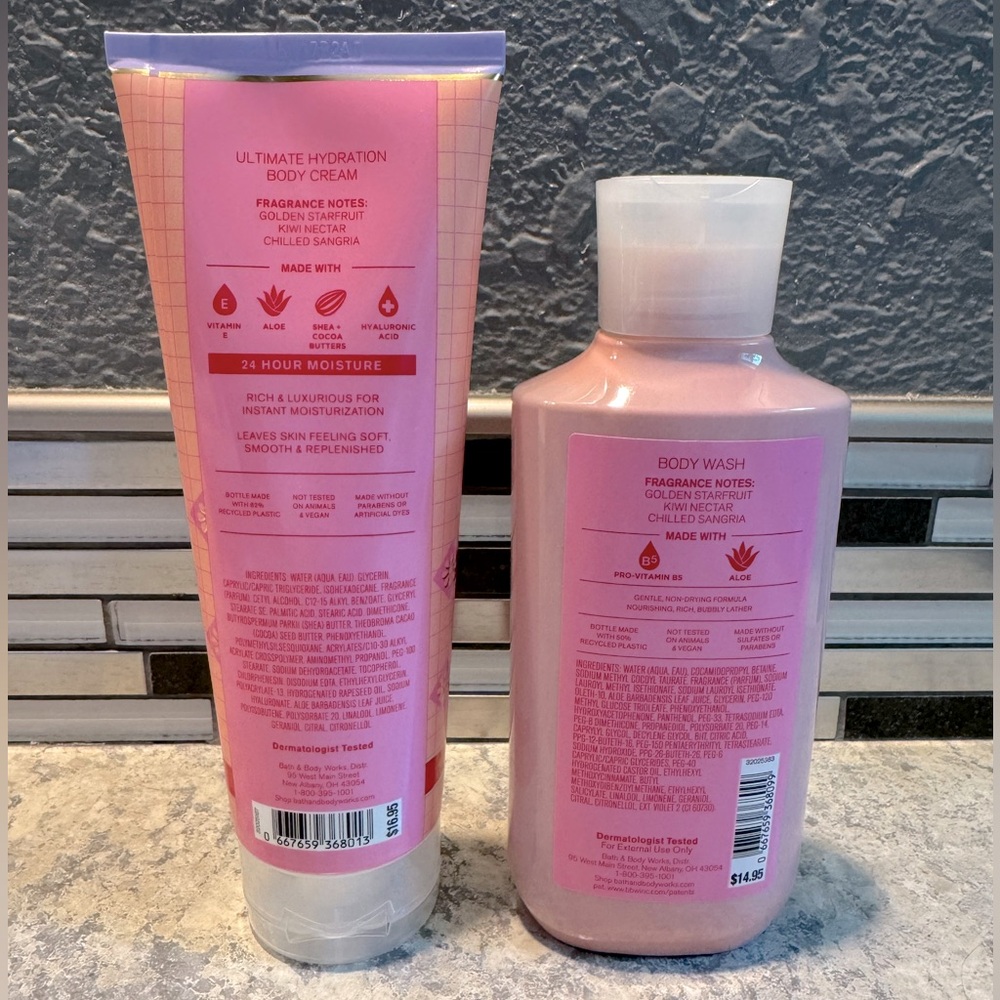 NWT Bath & Body Works Starfruit Sangria Body Cream and Body Wash Set - Picture 2 of 2